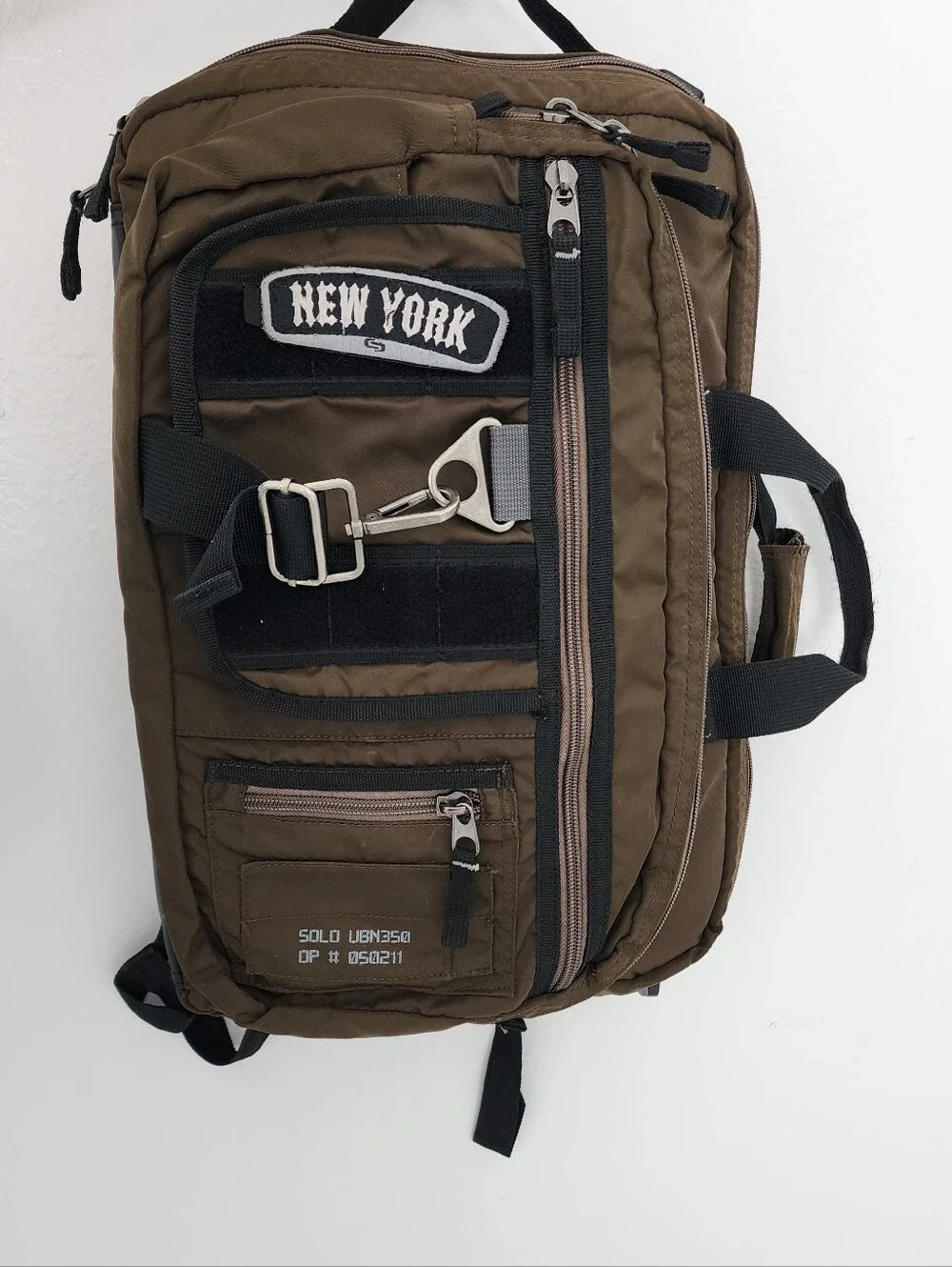 Men's Olive Green Tactical Travel Briefcase - New York Patch
